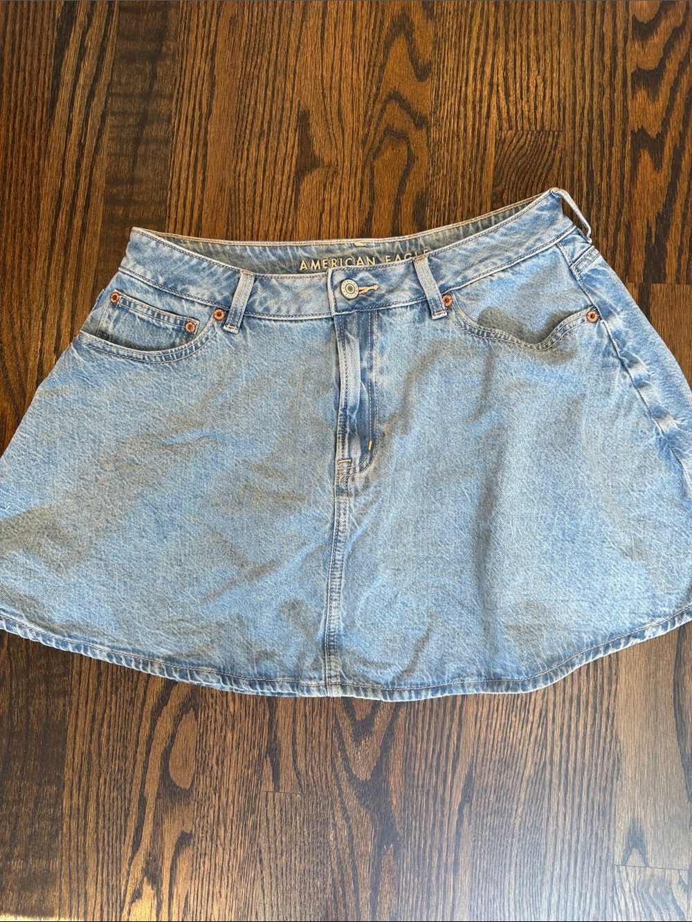 AE Stretch High Waisted Circle Denim Mini Skort Size 6